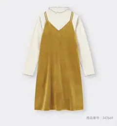 GU GIRLS★リブTセットベロアキャミソールワンピース★150