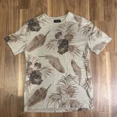 ZARA MAN Tシャツ 花柄 ベージュ S