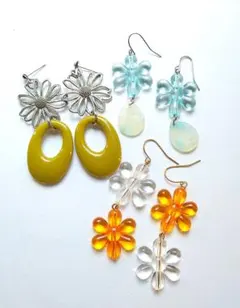 フラワーデザインピアス3点セット
