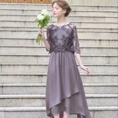 GIRL 花柄レース切替えシアー フレア　パーティードレス(目安11〜13号)