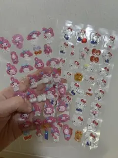 まとめ売り　シール　ハローキティ マイメロディ 立体透明シールセット　ぷくぷく