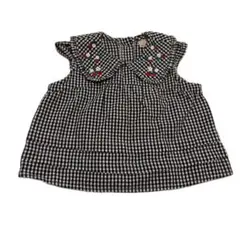 petit main プティマイン　いちご　刺繍　ギンガムチェック シャツ