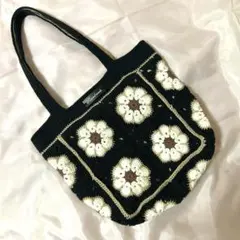 アフリカンフラワーモチーフ編みトートバッグ ベージュ