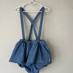 デニムブルー サスペンダー付きロンパース　イーストボーイ