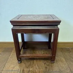 中国美術 唐物 唐木造 大理石天板 正方形 透彫花台 飾台 香炉台 盆栽台