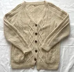 vintage フィッシャーマンニット　カーディガン　ケーブル　アランニット