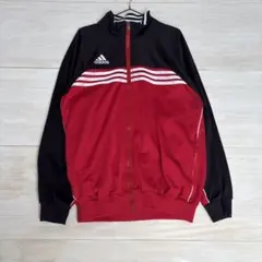 adidas ジャージ トラックジャケット 赤×黒 3ライン 古着