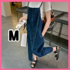 ロングワンピース デニム キャミ オーバーオール　スカート デニム キャンプ