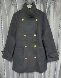 紺色ピーコート　ヴィンテージ古着スタンドカラージャケット　制服ツイードコート