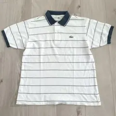 ラコステ　ポロシャツ　半袖　ワンポイント　白　ボーダー　綿　カジュアル　普段着