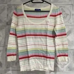 バーバリー　ブルーレーベル　レトロ　ボーダー　コットン　ニット　38