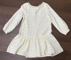 【H&M】アイボリー ドット柄 ワンピース 98cm 美品