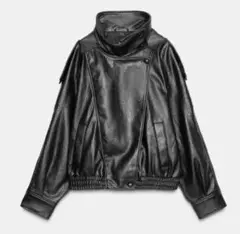 ZARA 黒レザーライダースジャケット