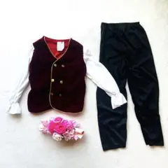 子供用　ハロウィン　仮装　赤と黒コスチューム M(110-120cm) 貴族風
