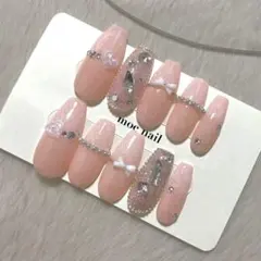 ネイルチップ　ジェルネイル　ピンク　レース　うめつくし　リボン　バレエコア　韓国