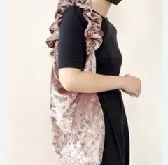 GU ベロアフリルハンドバッグ ピンク