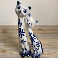 猫ネコねこ　2匹　置物　陶器