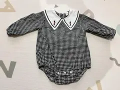 Cottoli 白黒ギンガムチェック ロンパース 80サイズ 長袖