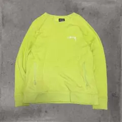 Stussy Logo Zipper Sweat 蛍光　ライムグリーン　L