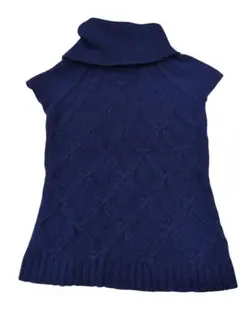 MICHEL KLEIN ネイビー タートルネック 半袖ニット 38