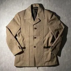 【ヴィンテージ】90’s ストライプオープンカラージャケット　モード系　古着