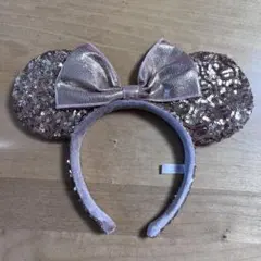 ディズニー　ミニーカチューシャ　ピンクゴールド　スパンコール