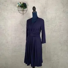 FABIA ファビア ワンピース キャミソール付き 七分 M ネイビー