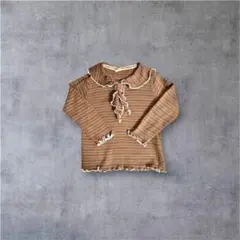 &mignon 細ボーダーネクタイブラウス