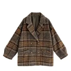 GRL チェック柄ダブルボタンコート snk977