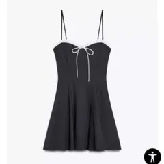 ZARA リボン付きフリルストラップワンピース