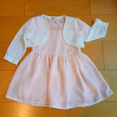 90サイズ　ピンク ワンピースドレスカーディガンセット