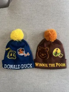【美品】ディズニー プーさん ドナルドダック ニット帽 セット売り