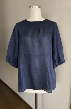 美品☆フォグリネンワーク☆リネン100% ふんわり袖 プルオーバー 