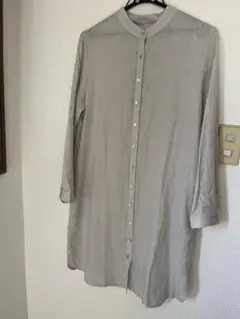 fog linen work ロングシャツワンピース　ライトグレー