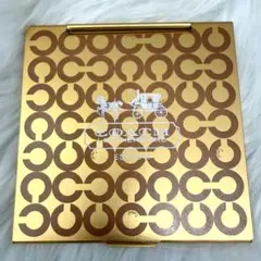 こ*ん様 COACH コーチ ロゴプリントスタンド手鏡 二つ折りコンパクトミラー