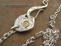 シルバーチェーン　細角小豆 925 金具オリジナル１点物ｋ18 925チェーン