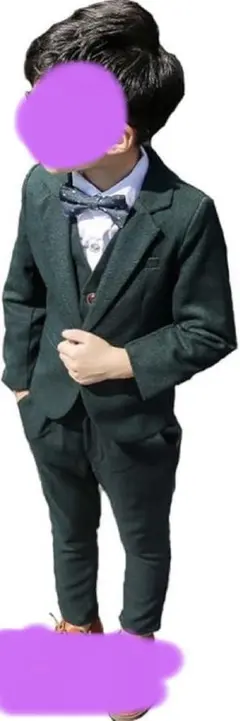 ダークグリーン フォーマルスーツセット男の子130