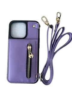 iPhone13 Pro ケース ショルダー カード収納 パープル 美品