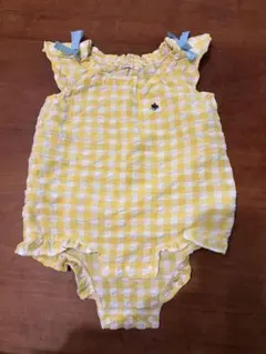 POLO Baby イエロー・ホワイトチェックロンパース 80