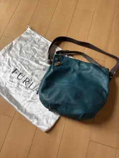 フルラ　ショルダーバック　ブルーグリーン　美品