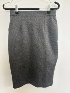【美品】アクアガレージ 膝丈タイトスカート グレー M ウエストゴム ストレッチ