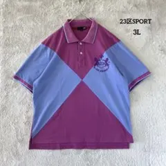 23区SPORT ポロシャツ 3L ゴルフ ロゴ刺繍 半袖 メンズ バイカラーのサムネイル