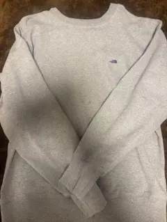 THE NORTH FACE グレー クルーネック トレーナー　パープルレーベル