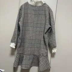 ワンピース ワンピ チェック柄七分丈ワンピース 長袖 【ワンサイズ】