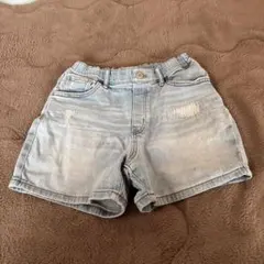 ユニクロ　ライトブルー ダメージ加工 ショートパンツ 140