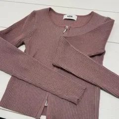 AZUL by MOUSSY ピンク リブ編み 長袖カーディガン