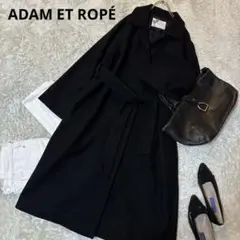 美品＊アダムエロペ　ステンカラーコート　ベルト付き　ブラック　黒
