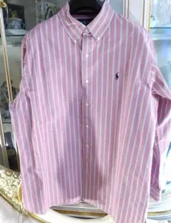 メンズ●【ラルフローレン】PINKカラーストライプボタンダウンシャツ＃XXL●