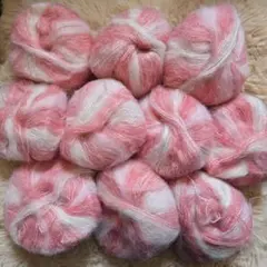 【新品未使用】極細毛糸　ピンク　白　グラデーション　10玉　250g