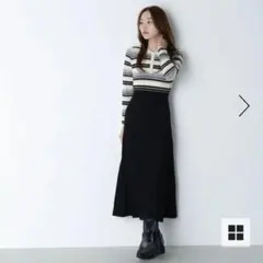 ナチュラルビューティーベーシック　マルチボーダーワンピース